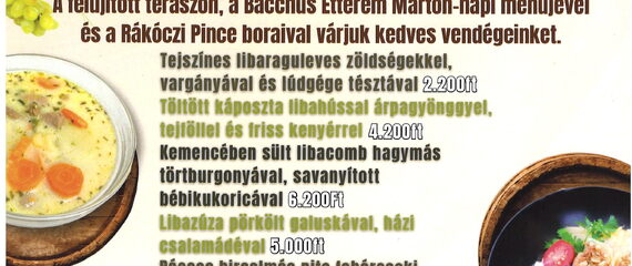 Márton-napi Lakoma a Rákóczi Pince Teraszán Márton-napi Lakoma a Rákóczi Pince Teraszán