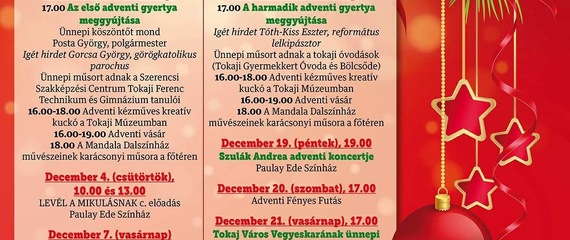 Adventi programok Tokajban | Kossuth tér Adventi programok Tokajban | Kossuth tér