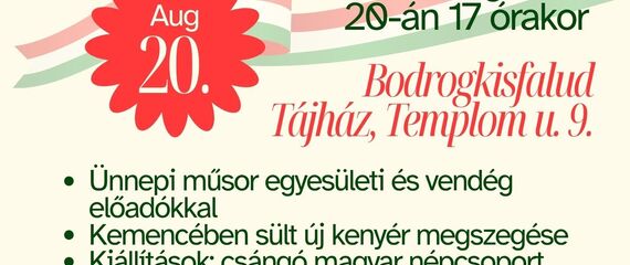 Szent István ünnepe a Bodrogkisfaludi Tájházban! Szent István ünnepe a Bodrogkisfaludi Tájházban!